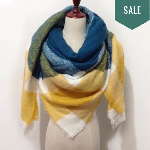 Accessories - Navy Yellow Plaid Scarf New Michigan Notre Dame